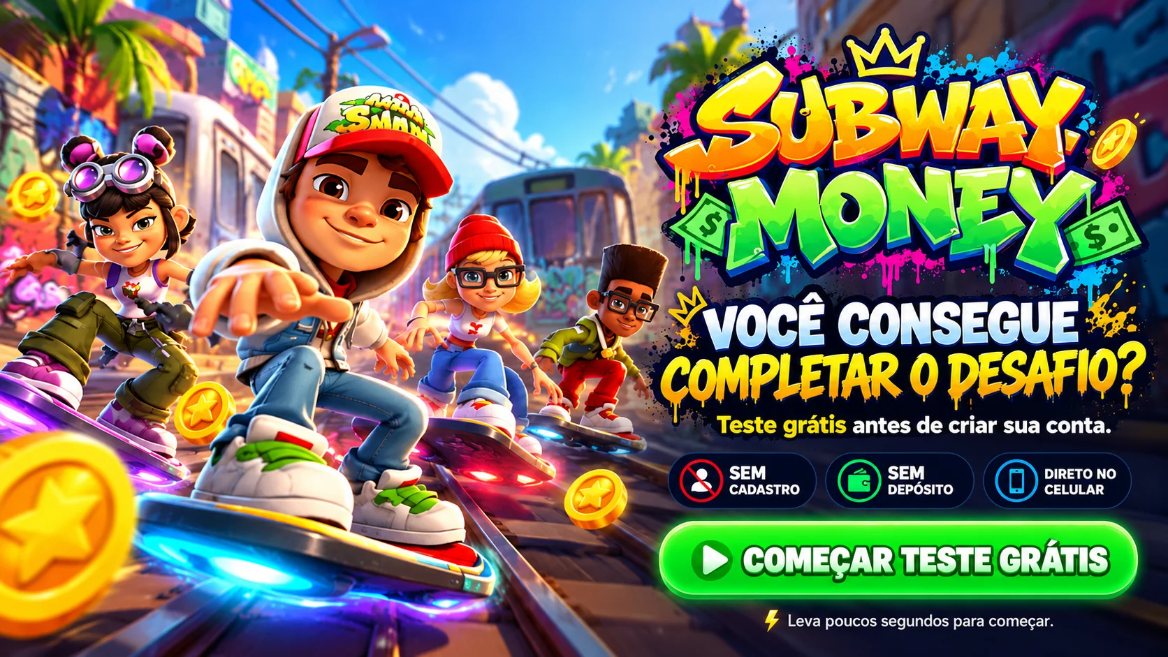 Desafio Subway Money: teste grátis, sem cadastro e sem depósito